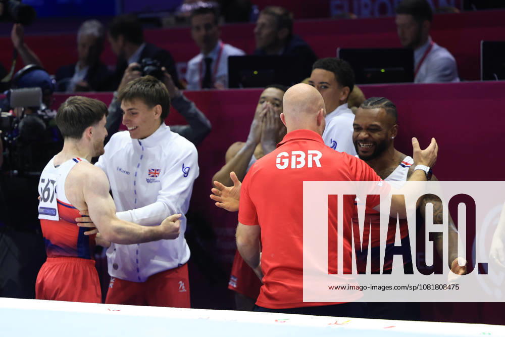 Zagreb, 23.08.2026. - 37TH EUROPEAN MENS ARTISTIC GYMNASTICS Men s Artistic Gymnastics Team Final SENIORS. The Great Britain team celebrates the victory, TULLOCH Courtney, HEPWORTH Harry, FRASER Joe, RUSHWORTH Jonas, SCOTT Sol Men s Artistic Gymnastics Team Final SENIORS 2S6A8727