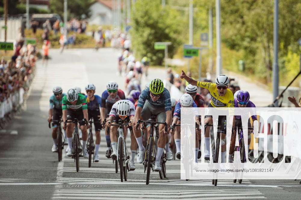 West Bohemia Tour 2026, stage 3, Road cycling, Rad, Radsport, Strasse Danijel Agricola (Metec - SOLARWATTb Mantel) wins beating Vaclav Jezek (Kasper Crypto4me) who miscalculated his celebration and was beaten on finish line, on August 23, 2026, Pilsen, Czechia. (CTKxPhoto JanxBrychta) CTKPhotoF202608230005401 CTKPhotoF202608230005401