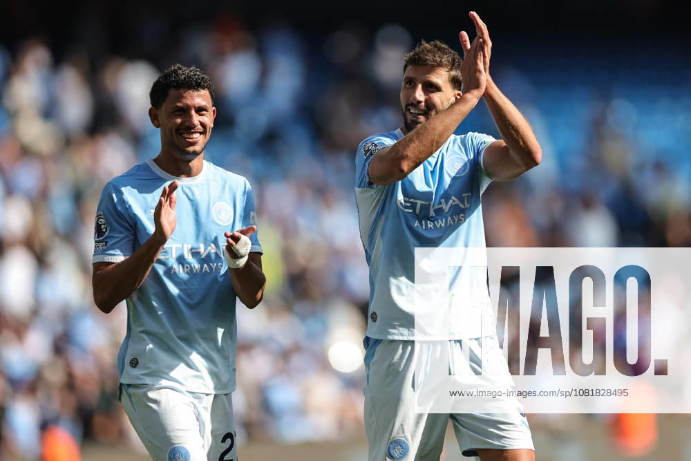 Manchester City v AFC Bournemouth - Premier League 2026 27 Matheus Nunes and Ruben Dias of Manchester City applaud fans during the Premier League match against Bournemouth at Etihad Stadium in Manchester, United Kingdom, on August 23, 2026. Manchester Greater Manchester United, ManU Kingdom