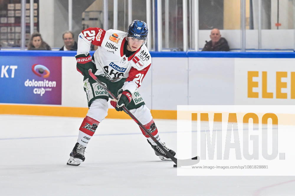 Dolomite Cup 2026 Eisbären Berlin vs. Augsburger Panther August 23, 2026 NEUMARKT, ITALY August 23, Philipp KRAUß of the Augsburger Panther with the puck—a single, cropped photo taken during the exhibition game between the Eisbären Berlin and the Augsburger Panther at the Dolomites Cup in the Würth Arena in Neumarkt