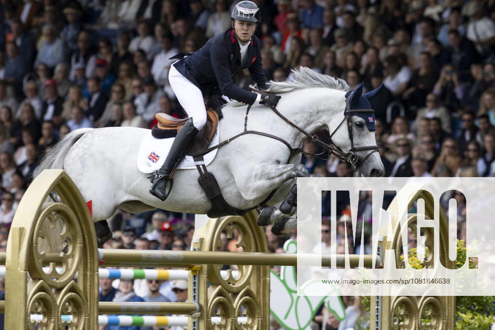 Harry CHARLES GBR riding LT Holst Freda, jumping, single frame, individual action, in the S3 jumping event, Round A, FEI Jumping World Championship Individual Final LONGINES Prize, on August 23, 2026, FEI World Equestrian Games Aachen 2026, August 11–23, 2026, in Aachen, Germany Â