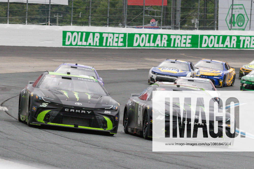 LOUDON, NH - AUGUST 23: Monster Energy drivers, Riley Herbst ( 35 23XI Racing Monster Energy Toyota) and Ty Gibbs ( 54 Joe Gibbs Racing Monster Energy Toyota) race side by side out of turn 2 during the NASCAR, Motorsport, USA Cup Series Dollar Tree 301 on August 23, 2026, at New Hampshire Motor Speedway in Loudon, NH. (Photo by David Hahn Icon Sportswire) AUTO: AUG 23 NASCAR Cup Series Dollar Tree 301 Icon260823015