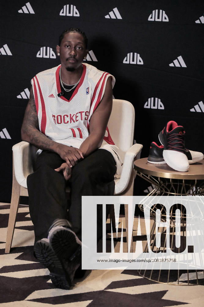 Jalen Williams of the Oklahoma City Thunder wears a Yao Ming jersey while speaking to the media during his 2026 NBA, Basketball Herren, USA China Tour on August 23, 2026 in Shanghai, China.