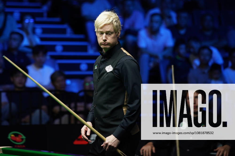 Neil Robertson of Australia reacts in the second round match against Ben Mertens of Belgium on day 2 of Wuhan Open 2026 at the Optics Valley Gymnasium of Huazhong University of Science and Technology on August 24, 2026 in Wuhan, Hubei Province of China.