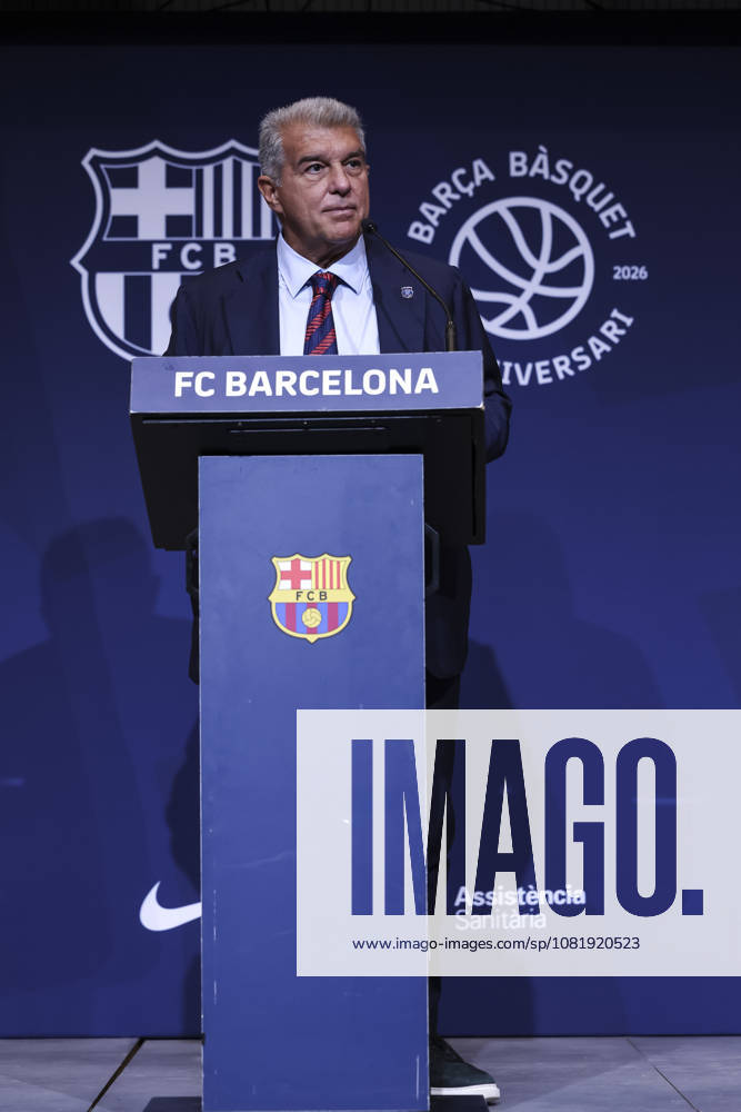 Joan Laporta, President of FC Barcelona, Barca speak during presentation of the Centenary events of the FC Barcelona Basketball section at Auditori 1899 on August 24, 2026 in Barcelona, Spain. Barcelona Spain - ZUMAa181 20260824_zaa_a181_010