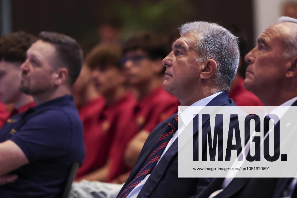 Joan Laporta, President of FC Barcelona, Barca attends the presentation of the Centenary events of the FC Barcelona Basketball section at Auditori 1899 on August 24, 2026 in Barcelona, Spain. Barcelona Spain - ZUMAa181 20260824_zaa_a181_018