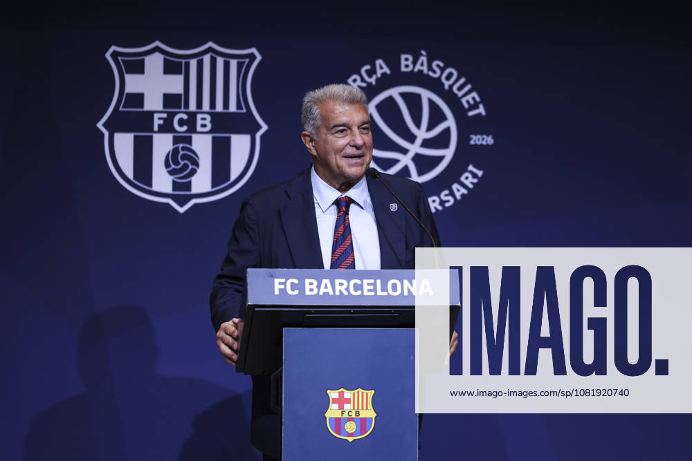 Joan Laporta, President of FC Barcelona, Barca speak during presentation of the Centenary events of the FC Barcelona Basketball section at Auditori 1899 on August 24, 2026 in Barcelona, Spain. Barcelona Spain - ZUMAa181 20260824_zaa_a181_019