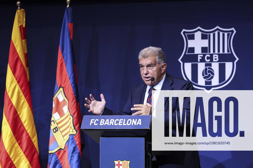 Joan Laporta, President of FC Barcelona, Barca speak during presentation of the Centenary events of the FC Barcelona Basketball section at Auditori 1899 on August 24, 2026 in Barcelona, Spain. Barcelona Spain - ZUMAa181 20260824_zaa_a181_020