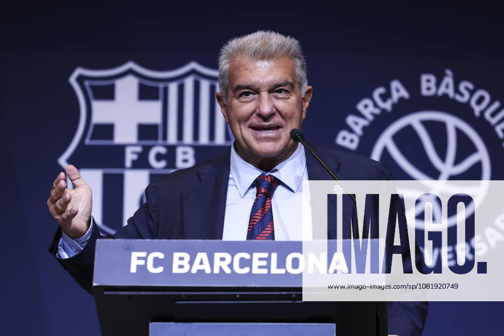 Joan Laporta, President of FC Barcelona, Barca speak during presentation of the Centenary events of the FC Barcelona Basketball section at Auditori 1899 on August 24, 2026 in Barcelona, Spain. Barcelona Spain - ZUMAa181 20260824_zaa_a181_021