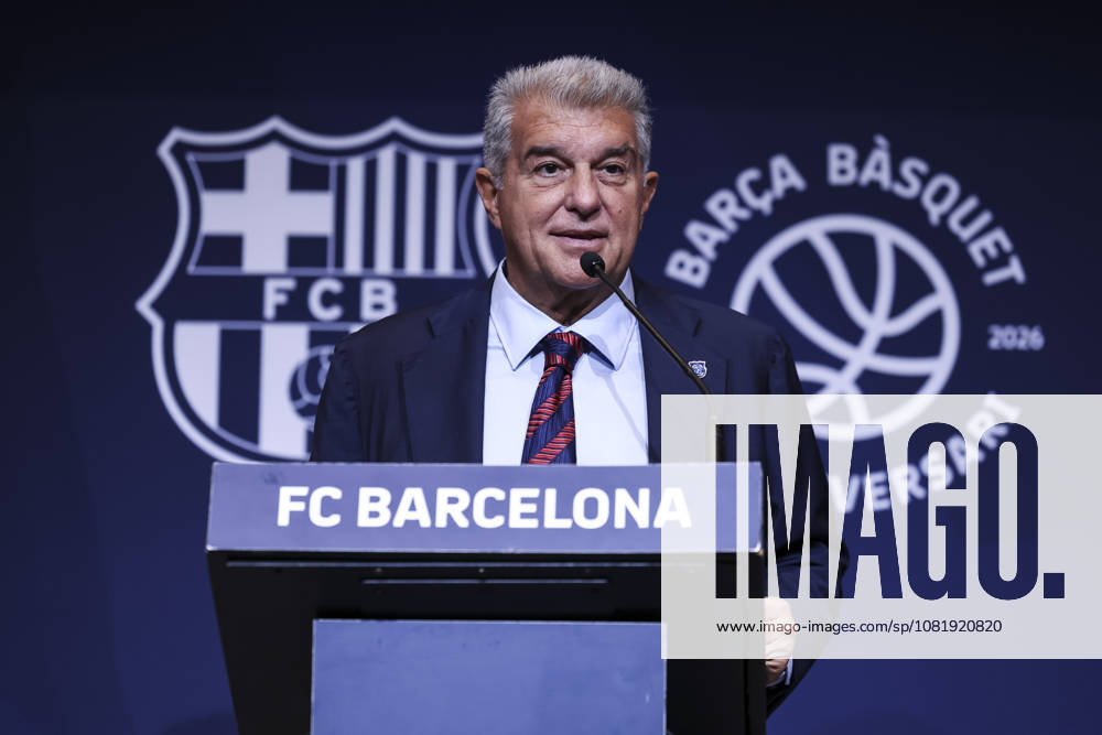 Joan Laporta, President of FC Barcelona, Barca speak during presentation of the Centenary events of the FC Barcelona Basketball section at Auditori 1899 on August 24, 2026 in Barcelona, Spain. Barcelona Spain - ZUMAa181 20260824_zaa_a181_022