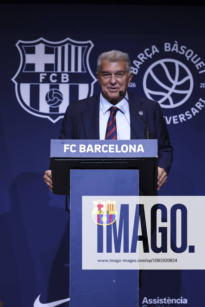 Joan Laporta, President of FC Barcelona, Barca speak during presentation of the Centenary events of the FC Barcelona Basketball section at Auditori 1899 on August 24, 2026 in Barcelona, Spain. Barcelona Spain - ZUMAa181 20260824_zaa_a181_024