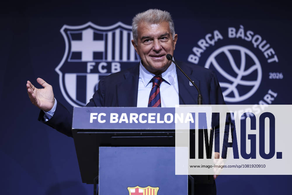 Joan Laporta, President of FC Barcelona, Barca speak during presentation of the Centenary events of the FC Barcelona Basketball section at Auditori 1899 on August 24, 2026 in Barcelona, Spain. Barcelona Spain - ZUMAa181 20260824_zaa_a181_026