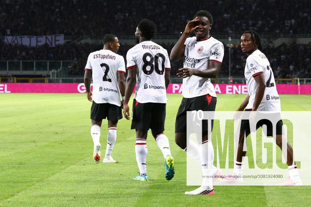 Torino FC v AC Milan - Serie A 2026 27 Alphadjo Cisse of Ac Milan celebrates after scoring his team s first goal during the Serie A match between Torino FC and AC Milan at Stadio Olimpico Grande Torino on August 23, 2026 in Turin, Italy. Turin Stadio Olimpico Grande Torino Piedmont Italy
