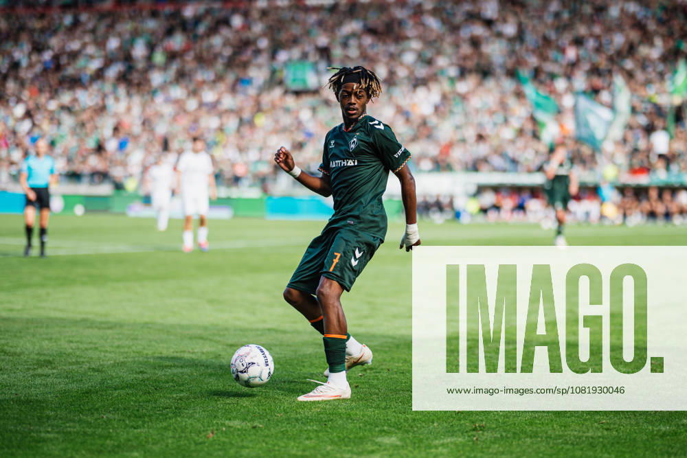 DFB Cup: Lüneburger SK vs. SV Werder Bremen, August 22, 2026; Samuel Mbangula (SV Werder Bremen), 7 with the ball; soccer, DFB Cup, First Round: Lüneburger SK vs. SV Werder Bremen on August 22, 2026, at Millerntor Stadium, Hamburg. DFB regulations prohibit any use of photographs as image sequences and or quasi-video.