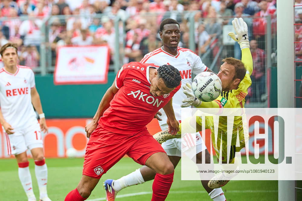 David Abrangao (FC Würzburger Kickers), scored in the 3rd minute against Marvin Schwaebe (1. FC Köln), 01 scored the goal, a header that gave FC Wuerzburger Kickers a 1–0 lead, GER, Wuerzburger Kickers vs. 1. FC Koeln, soccer, men’s, DFB Cup, 1st round, 2026–2027 season, August 24, 2026, DFL; DFB regulations prohibit any use of photographs as image sequences and or quasi-video, GER, Würzburger Kickers vs. 1. FC Köln, soccer, men’s, DFB Cup, Round 1, 2026–2027 season, August 24, 2026, Würzburg
