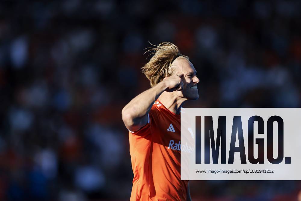 AMSTELVEEN - Jip Janssen of the Netherlands celebrates scoring the 1-1 during the Hockey World Cup match between the Netherlands and England at the Wagener Stadium. KOEN VAN WEEL ANP ANPxSportx IVx 566203000 originalFilename: 566203000