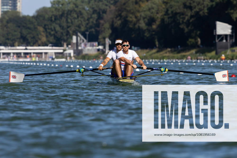24th August 2026; Bosbaan, Amsterdam, Holland, Netherlands; 2026 World Rowing Championships, Day One; Heat Race; Great Britain Mens Pair (M2-) with Matt Aldridge and Fergus Woolnough AnthonyxBenoit