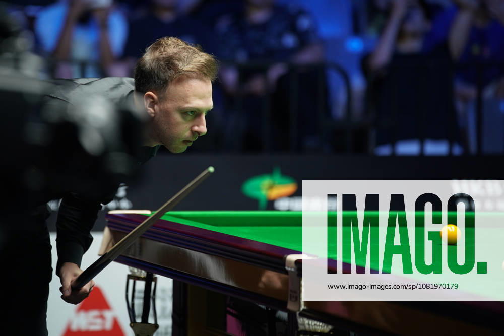 Judd Trump of England reacts in the second round match against Yuan Sijun of China on day 2 of Wuhan Open 2026 at the Optics Valley Gymnasium of Huazhong University of Science and Technology on August 24, 2026 in Wuhan, Hubei Province of China.