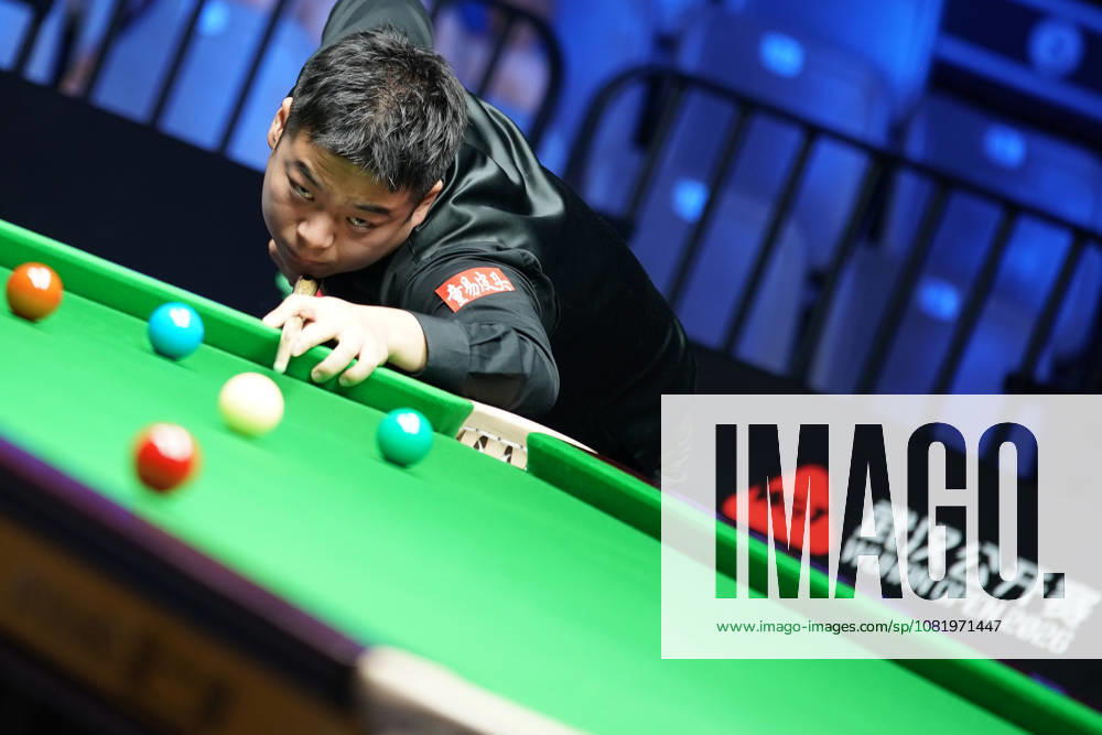 Pang Junxu of China plays a shot in the third round match against Shaun Murphy of England on day 3 of Wuhan Open 2026 at the Optics Valley Gymnasium of Huazhong University of Science and Technology on August 25, 2026 in Wuhan, Hubei Province of China.