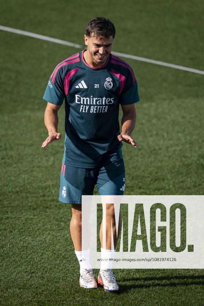Real Madrid training session Brahim Diaz of Real Madrid CF is seen training with his teammates during the training session ahead of their LaLiga EA Sports football match against Real Sociedad at Ciudad Real Madrid on August 25, 2026 in Madrid, Spain. Madrid Ciudad Real Madrid Madrid Spain