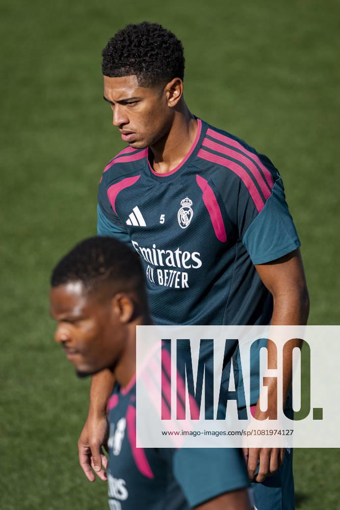 Real Madrid training session Jude Bellingham of Real Madrid CF is seen training with his teammates during the training session ahead of their LaLiga EA Sports football match against Real Sociedad at Ciudad Real Madrid on August 25, 2026 in Madrid, Spain. Madrid Ciudad Real Madrid Madrid Spain