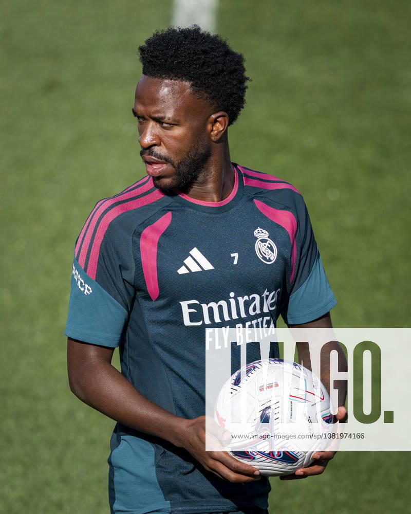 Real Madrid training session Vinicius Junior of Real Madrid CF is seen training with his teammates during the training session ahead of their LaLiga EA Sports football match against Real Sociedad at Ciudad Real Madrid on August 25, 2026 in Madrid, Spain. Madrid Ciudad Real Madrid Madrid Spain