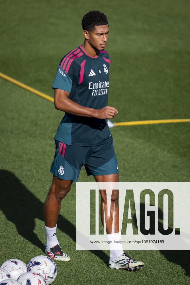 Real Madrid training session Jude Bellingham of Real Madrid CF is seen training with his teammates during the training session ahead of their LaLiga EA Sports football match against Real Sociedad at Ciudad Real Madrid on August 25, 2026 in Madrid, Spain. Madrid Ciudad Real Madrid Madrid Spain