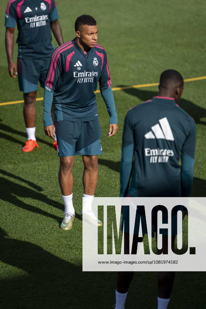 Real Madrid training session Kylian Mbappe of Real Madrid CF is seen training with his teammates during the training session ahead of their LaLiga EA Sports football match against Real Sociedad at Ciudad Real Madrid on August 25, 2026 in Madrid, Spain. Madrid Ciudad Real Madrid Madrid Spain