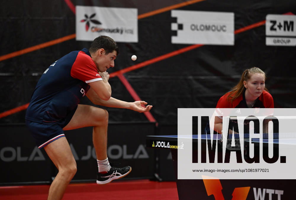 Second round of qualification mixed doubles of Table tennis, Tischtennis during the WTT Feeder Olomouc, Czech Republic, August 25, 2026. Pictured Veronika Polakova, Jiri Martinko of Czech Republic. (CTKxPhoto LudekxPerina) CTKPhotoP2026082502906 CTKPhotoP2026082502906