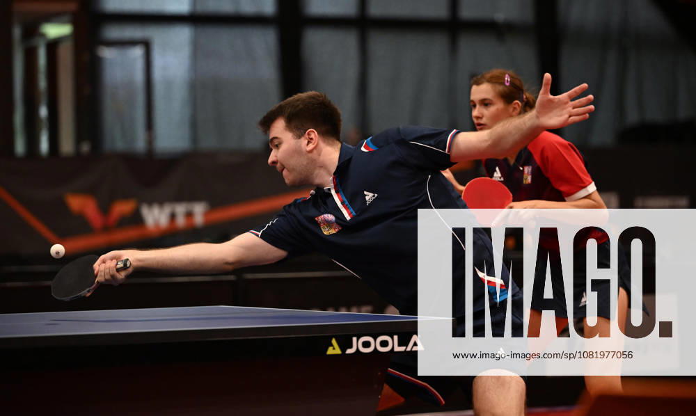 Second round of qualification mixed doubles of Table tennis, Tischtennis during the WTT Feeder Olomouc, Czech Republic, August 25, 2026. Nikita Petrovova, Jakub Kaucky of Czech Republic. (CTKxPhoto LudekxPerina) CTKPhotoP2026082502982 CTKPhotoP2026082502982