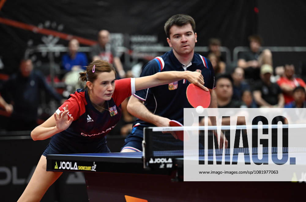 Second round of qualification mixed doubles of Table tennis, Tischtennis during the WTT Feeder Olomouc, Czech Republic, August 25, 2026. Nikita Petrovova, Jakub Kaucky of Czech Republic. (CTKxPhoto LudekxPerina) CTKPhotoP2026082503034 CTKPhotoP2026082503034