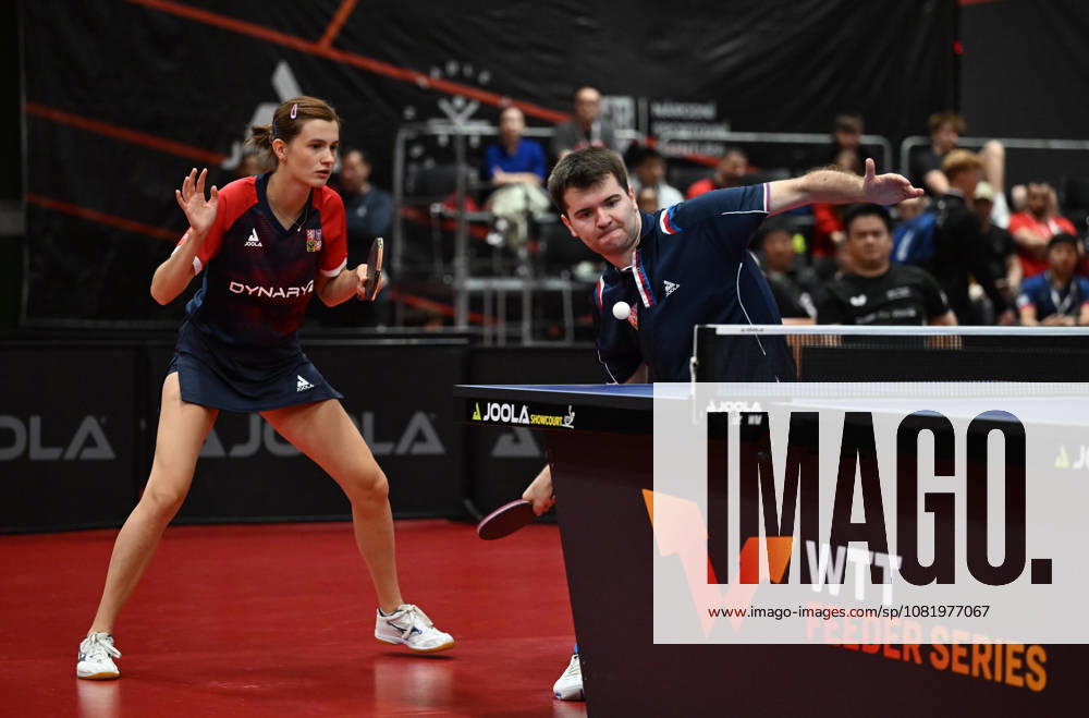 Second round of qualification mixed doubles of Table tennis, Tischtennis during the WTT Feeder Olomouc, Czech Republic, August 25, 2026. Nikita Petrovova, Jakub Kaucky of Czech Republic. (CTKxPhoto LudekxPerina) CTKPhotoP2026082503044 CTKPhotoP2026082503044
