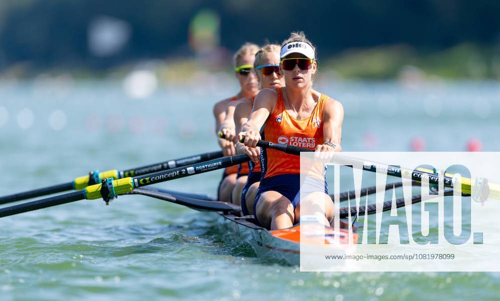 AMSTERDAM - Ymkje Clevering, Nika Johanna Vos, Linn van Aanholt and Tinka Offereins during the heats of the women s coxless four on the second day of the World Rowing Championships at the Bosbaan in the Amsterdam Forest. IRIS VAN DEN BROEK ANP ANPxSportx IVx 566244351 originalFilename: 566244351