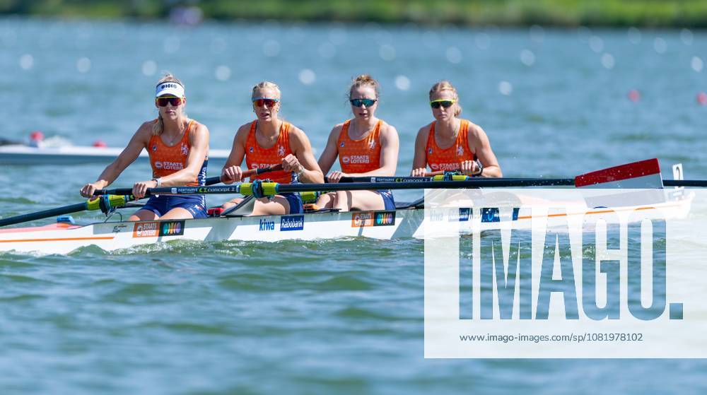 AMSTERDAM - Ymkje Clevering, Nika Johanna Vos, Linn van Aanholt and Tinka Offereins before the heats of the women s coxless four on the second day of the World Rowing Championships at the Bosbaan in the Amsterdam Forest. IRIS VAN DEN BROEK ANP ANPxSportx IVx 566244469 originalFilename: 566244469