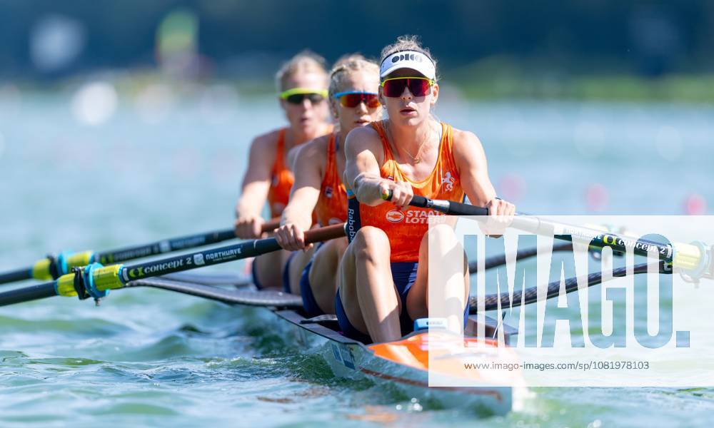 AMSTERDAM - Ymkje Clevering, Nika Johanna Vos, Linn van Aanholt and Tinka Offereins before the heats of the women s coxless four on the second day of the World Rowing Championships at the Bosbaan in the Amsterdam Forest. IRIS VAN DEN BROEK ANP ANPxSportx IVx 566244499 originalFilename: 566244499
