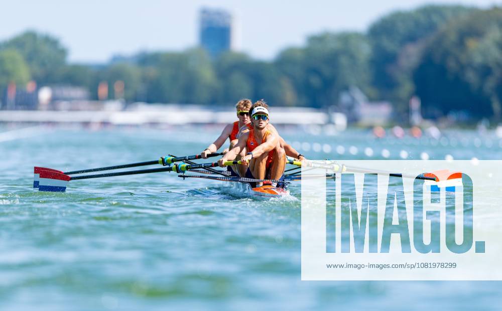 AMSTERDAM - Leonard van Lierop, Gert-Jan van Doorn, Eli Brouwer and Rik Rienks during the heats of the men s four without cox on the second day of the World Rowing Championships at the Bosbaan in the Amsterdam Forest. IRIS VAN DEN BROEK ANP ANPxSportx IVx 566245002 originalFilename: 566245002
