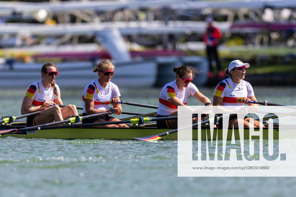 World Rowing Championships AMSTERDAM, NL - AUGUST 25: Maren Voelz, Juliane Faralisch, Johanna Debus and Frauke Hundeling of Germany during World Rowing Championships at Bosbaan on August 25, 2026 in Amsterdam, Netherlands. Amsterdam Bosbaan Netherlands Content not available for redistribution in The Netherlands directly or indirectly through any third parties.