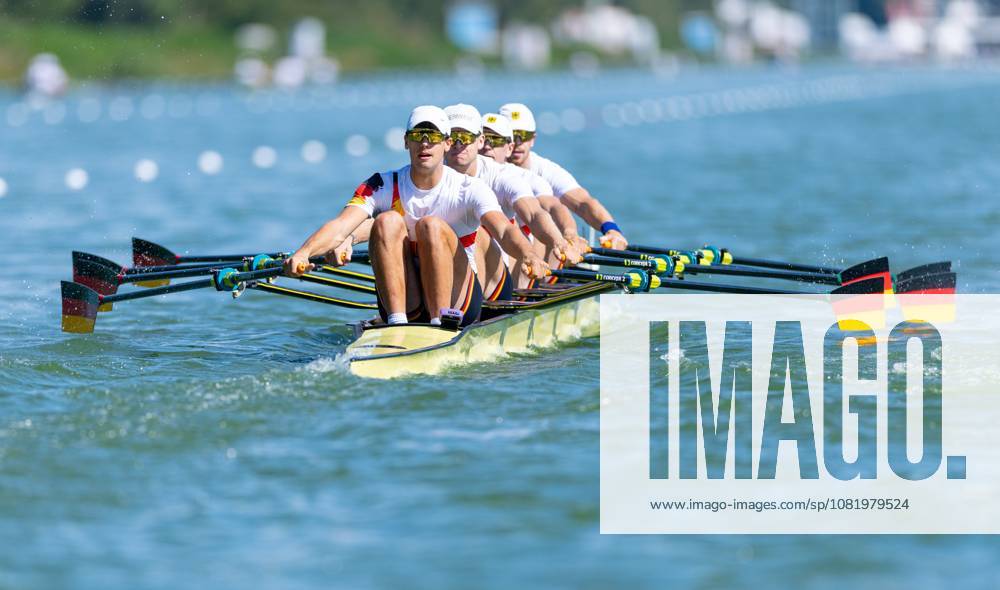 AMSTERDAM - Marc Weber, Felix Heinrich, Jonas Gelsen and Ole Hohensee (GER) during the heats of the men s double sculls on the second day of the World Rowing Championships at the Bosbaan in the Amsterdam Forest. IRIS VAN DEN BROEK ANP ANPxSportx IVx 566248864 originalFilename: 566248864