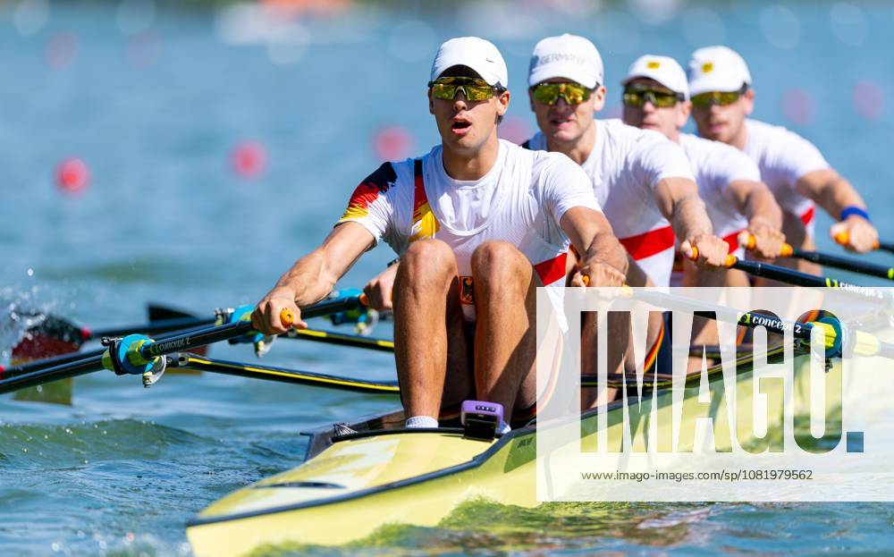 AMSTERDAM - Marc Weber, Felix Heinrich, Jonas Gelsen and Ole Hohensee (GER) during the heats of the men s double sculls on the second day of the World Rowing Championships at the Bosbaan in the Amsterdam Forest. IRIS VAN DEN BROEK ANP ANPxSportx IVx 566249047 originalFilename: 566249047