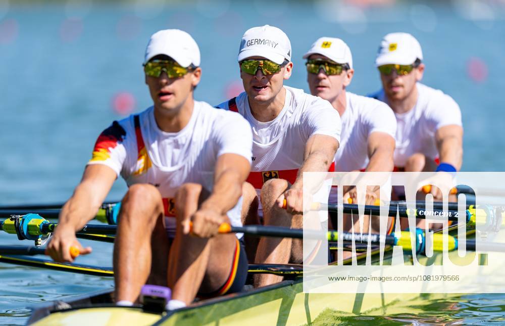 AMSTERDAM - Marc Weber, Felix Heinrich, Jonas Gelsen and Ole Hohensee (GER) during the heats of the men s double sculls on the second day of the World Rowing Championships at the Bosbaan in the Amsterdam Forest. IRIS VAN DEN BROEK ANP ANPxSportx IVx 566249079 originalFilename: 566249079