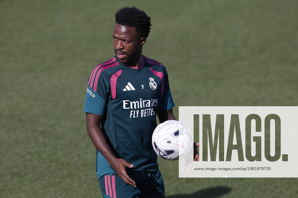 ESP Real Madrid Training Day: Vinicius Junior of Real Madrid during the team s training session ahead of the LaLiga EA Sports match against Real Sociedad at the Ciudad Deportiva Real Madrid in Valdebebas, Madrid, on August 25, 2026, Spain, Madrid, Spain