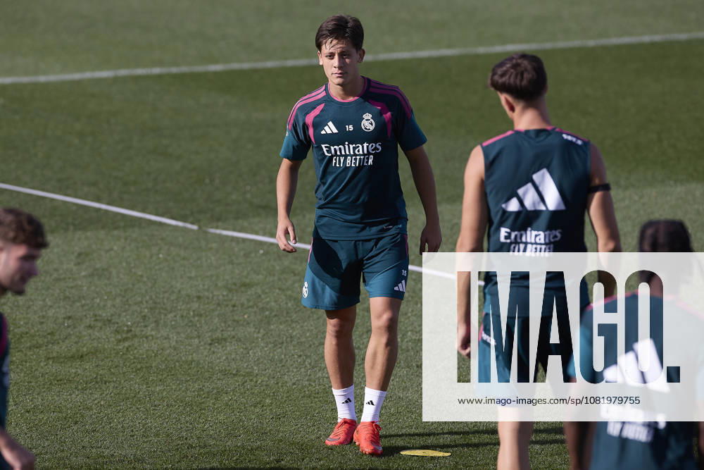 ESP Real Madrid Training Day: Arda Güler of Real Madrid during the team s training session ahead of the Spanish League, LaLiga EA Sports, soccer match against Real Sociedad at the Real Madrid Sports Complex in Valdebebas, Madrid, on August 25, 2026, Spain, Madrid, Spain