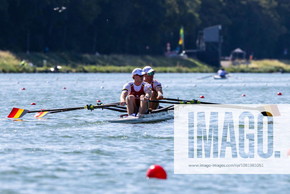 World Rowing Championships AMSTERDAM, NL - AUGUST 25: Aaron Andries and Tibo Vyvey of Belgium and during the Men s Double Sculls Quarterfinal 1 during World Rowing Championships at Bosbaan on August 25, 2026 in Amsterdam, Netherlands. Amsterdam Netherlands Content not available for redistribution in The Netherlands directly or indirectly through any third parties.