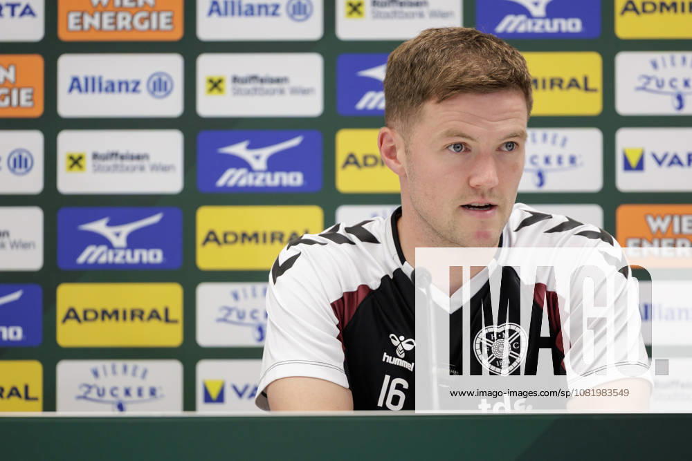 SOCCER - UEFA ECL, Rapid vs Hearts VIENNA,AUSTRIA,25.AUG.26 - SOCCER - UEFA Conference League, play-off, SK Rapid Wien vs Heart of Midlothian FC, preview, press conference, PK, Pressekonferenz Hearts. Image shows Blair Spittal (Hearts). GEPAxpictures Rauthner