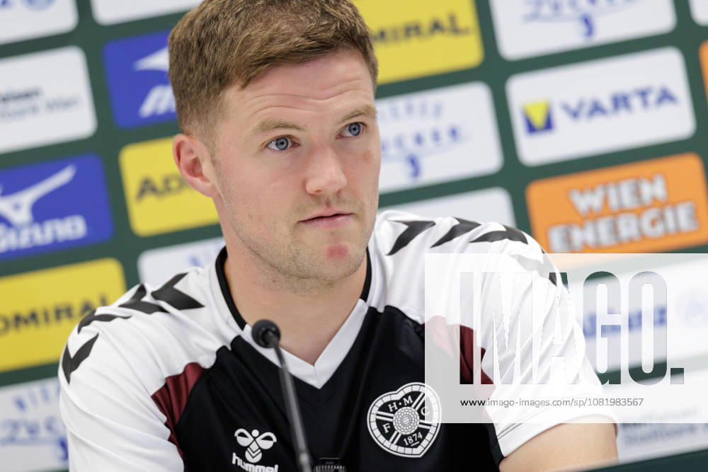 SOCCER - UEFA ECL, Rapid vs Hearts VIENNA,AUSTRIA,25.AUG.26 - SOCCER - UEFA Conference League, play-off, SK Rapid Wien vs Heart of Midlothian FC, preview, press conference, PK, Pressekonferenz Hearts. Image shows Blair Spittal (Hearts). GEPAxpictures Rauthner