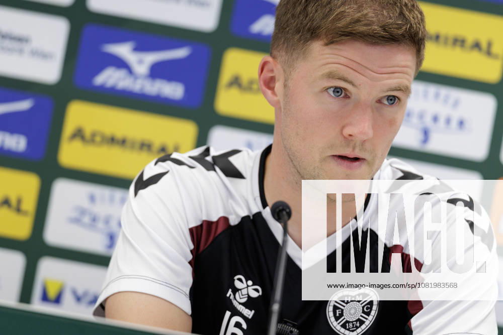 SOCCER - UEFA ECL, Rapid vs Hearts VIENNA,AUSTRIA,25.AUG.26 - SOCCER - UEFA Conference League, play-off, SK Rapid Wien vs Heart of Midlothian FC, preview, press conference, PK, Pressekonferenz Hearts. Image shows Blair Spittal (Hearts). GEPAxpictures Rauthner