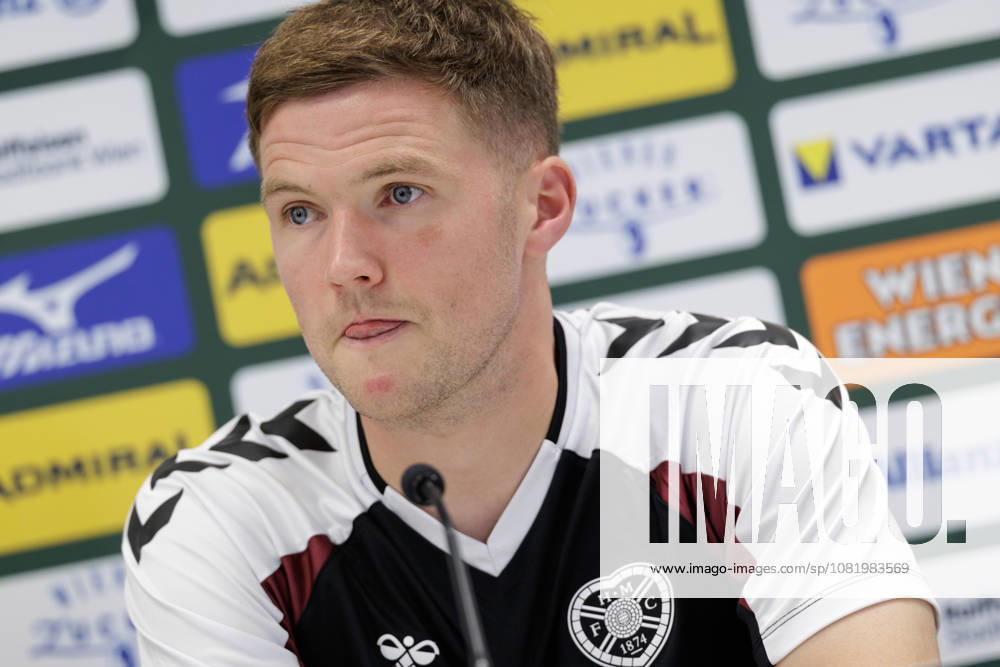 SOCCER - UEFA ECL, Rapid vs Hearts VIENNA,AUSTRIA,25.AUG.26 - SOCCER - UEFA Conference League, play-off, SK Rapid Wien vs Heart of Midlothian FC, preview, press conference, PK, Pressekonferenz Hearts. Image shows Blair Spittal (Hearts). GEPAxpictures Rauthner