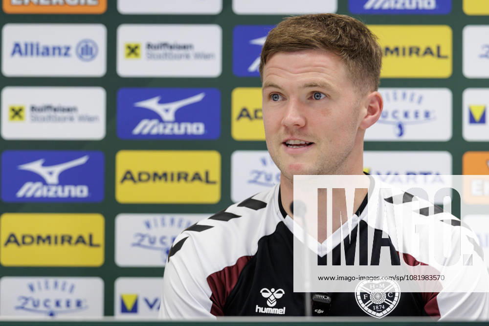 SOCCER - UEFA ECL, Rapid vs Hearts VIENNA,AUSTRIA,25.AUG.26 - SOCCER - UEFA Conference League, play-off, SK Rapid Wien vs Heart of Midlothian FC, preview, press conference, PK, Pressekonferenz Hearts. Image shows Blair Spittal (Hearts). GEPAxpictures Rauthner