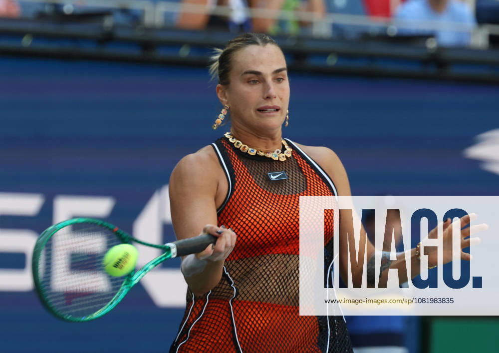 ARYNA SABALENKA during the match mixed doubles round 1 16 final US Open with N. Djokovic (Serbia) against H. Patten (Great Britain) and K. Siniakova (Czech Republic). New York, USA. Tennis: US Open - Aryna Sabalenka Double Mix - ZUMAc278 20260825_zsp_c278_010