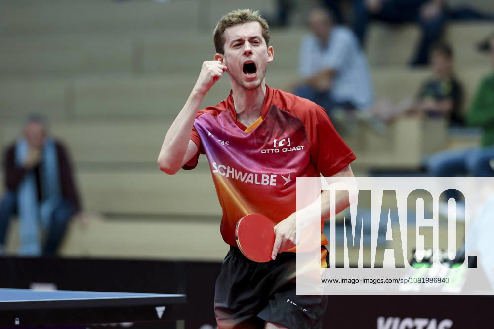 Cedric Meissner of TTC Schwalbe Bergneustadt celebrates during the Men s Table Tennis Bundesliga match between TTC Schwalbe Bergneustadt and TTC RhoenSprudel Fulda Maberzell, Burstenhalle on August 25, 2026, in Bergneustadt, Germany. Photo by Marco Steinbrenner, DeFodi Images. Cedric Meissner of TTC Schwalbe Bergneustadt cheers during the 1st Men’s Table Tennis Bundesliga match between TTC Schwalbe Bergneustadt and TTC RhoenSprudel Fulda Maberzell at the Burstenhalle on August 25, 2026 in Bergneustadt, Germany Photo by Marco Steinbrenner, DeFodi Images Photo by Marco Steinbrenner, DeFodi Images